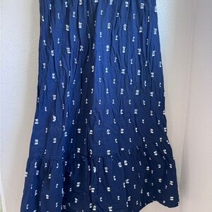 LOFT Navy and White A-Line Skirt